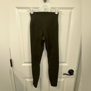 Lululemon align high rise pant 25” dark olive size 2